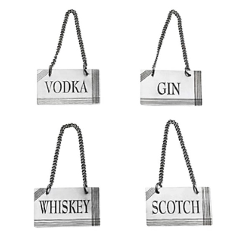Bombay NWT set of 4 piece bar ware booze alcohol bottle nickel brass